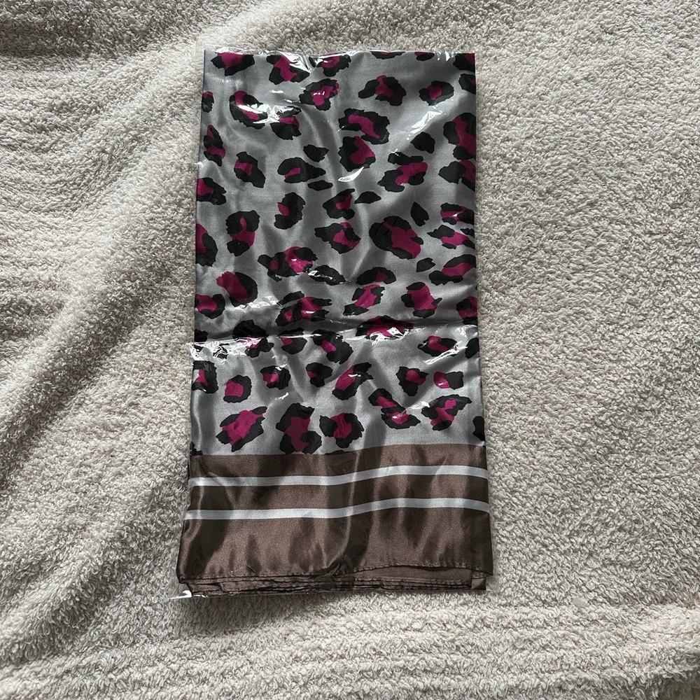 Leopard Print Satin Scarf